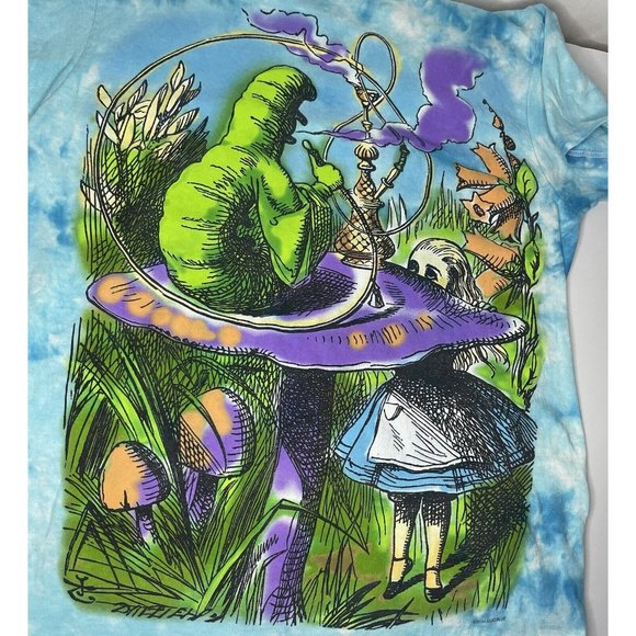 Alice in Wonderland S/S T Shirt Mens sz M Tie Dye Hookah Mushroom Psycedelic - Picture 6 of 8
